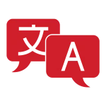 An icon of two speech bubbles with different language symbols